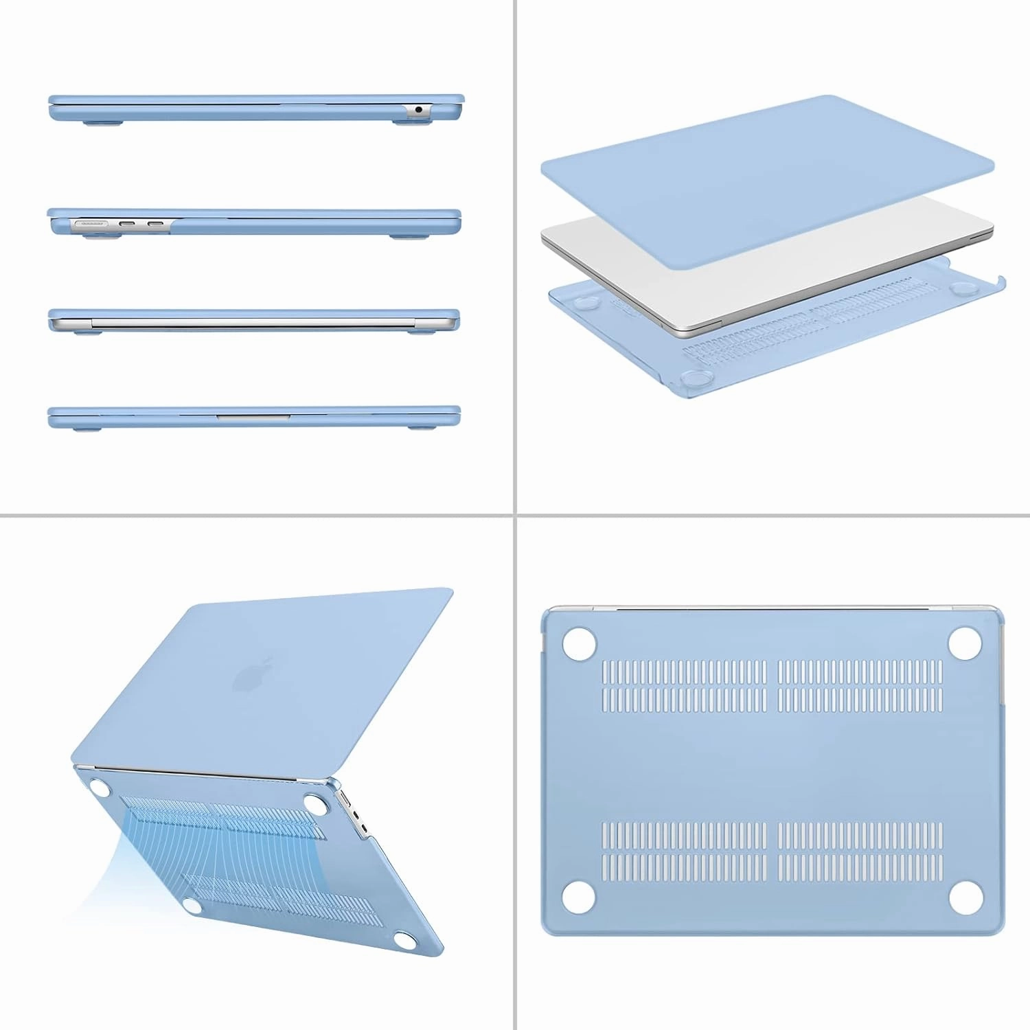 MOSISO Compatible with MacBook Air 13 inch Case 2025 2024 2023 2022 M4 A3240 M3 A3113 M2 A2681, Plastic Hard Shell&Keyboard Cover&Screen Film&Pouch for MacBook Air 13.6 inch Case, Air Blue