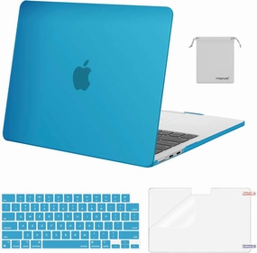 MOSISO Compatible with MacBook Air 13 inch Case 2025 2024 2023 2022 M4 A3240 M3 A3113 M2 A2681, Plastic Hard Shell&Keyboard Cover&Screen Film&Pouch for MacBook Air 13.6 inch Case, Aqua Blue