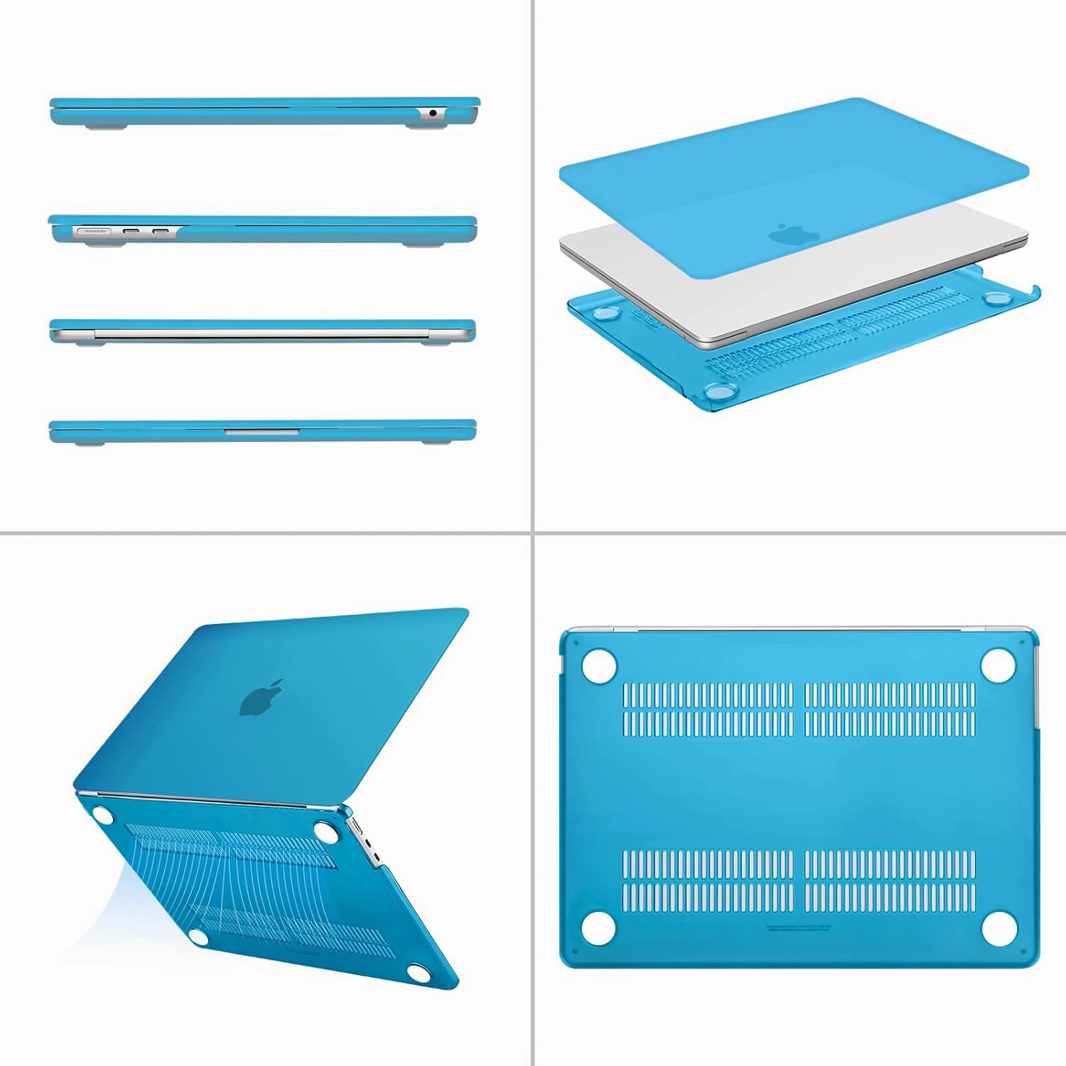 MOSISO Compatible with MacBook Air 13 inch Case 2025 2024 2023 2022 M4 A3240 M3 A3113 M2 A2681, Plastic Hard Shell&Keyboard Cover&Screen Film&Pouch for MacBook Air 13.6 inch Case, Aqua Blue