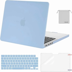 MOSISO Compatible with MacBook Pro 14 inch Case 2025 2024 2023 2022 2021 M4 M3 M2 M1 A3112 A3185 A3401 A2918 A2992 A2779 A2442, Plastic Hard Shell&Keyboard Cover&Screen Film&Pouch, Airy Blue