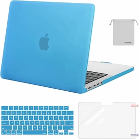 MOSISO Compatible with MacBook Pro 14 inch Case 2025 2024 2023 2022 2021 M4 M3 M2 M1 A3112 A3185 A3401 A2918 A2992 A2779 A2442, Plastic Hard Shell&Keyboard Cover&Screen Film&Pouch, Aqua Blue