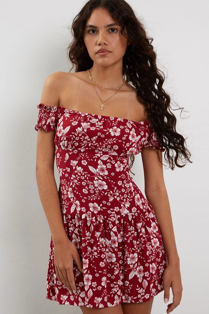 Motel Rocks Cynth Mini Dress in Berry Blush Floral