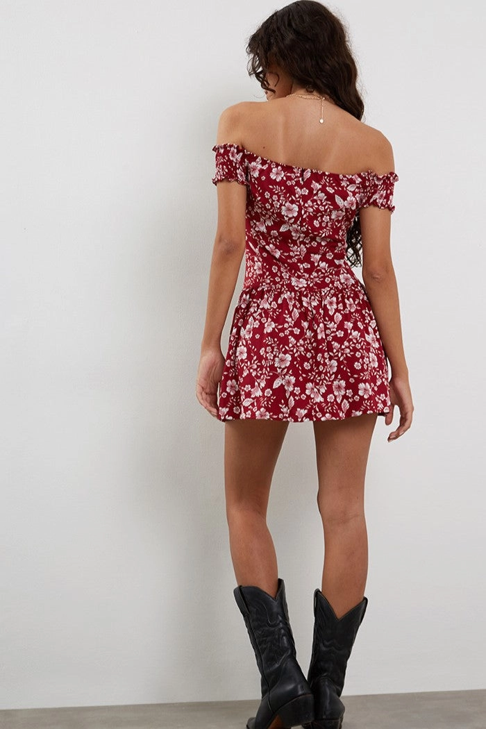 Motel Rocks Cynth Mini Dress in Berry Blush Floral