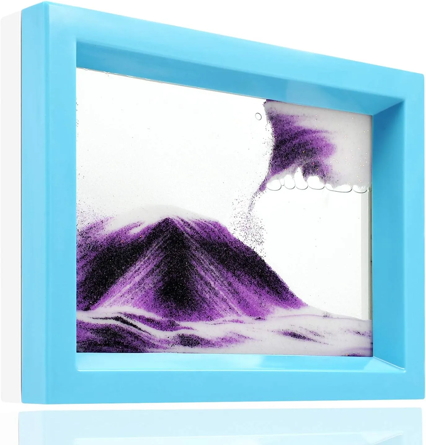 Moving Sand Art Liquid Motion Bubbler Flowing Sand Art Picture Desktop Sensory Calming Fidget Toy Voted Best Gift!(Ocean Heart) (Purple)