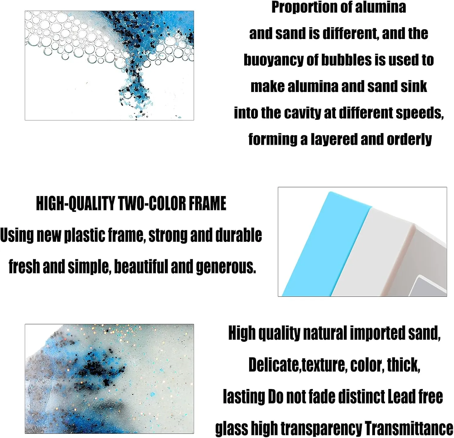 Moving Sand Art Liquid Motion Bubbler Flowing Sand Art Picture Desktop Sensory Calming Fidget Toy Voted Best Gift!(Ocean Heart) (Purple)
