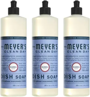 Mrs. Meyer's Clean Day Dishwashing Liquid Dish Soap, Cruelty Free Formula, Bluebell Scent, 16 Ounce (Pack of 3)