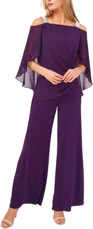 MSK/ Chaus Womens Side Draped Chiffon Jumpsuit