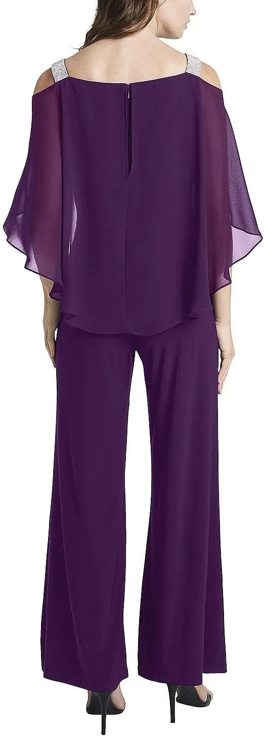 MSK/ Chaus Womens Side Draped Chiffon Jumpsuit