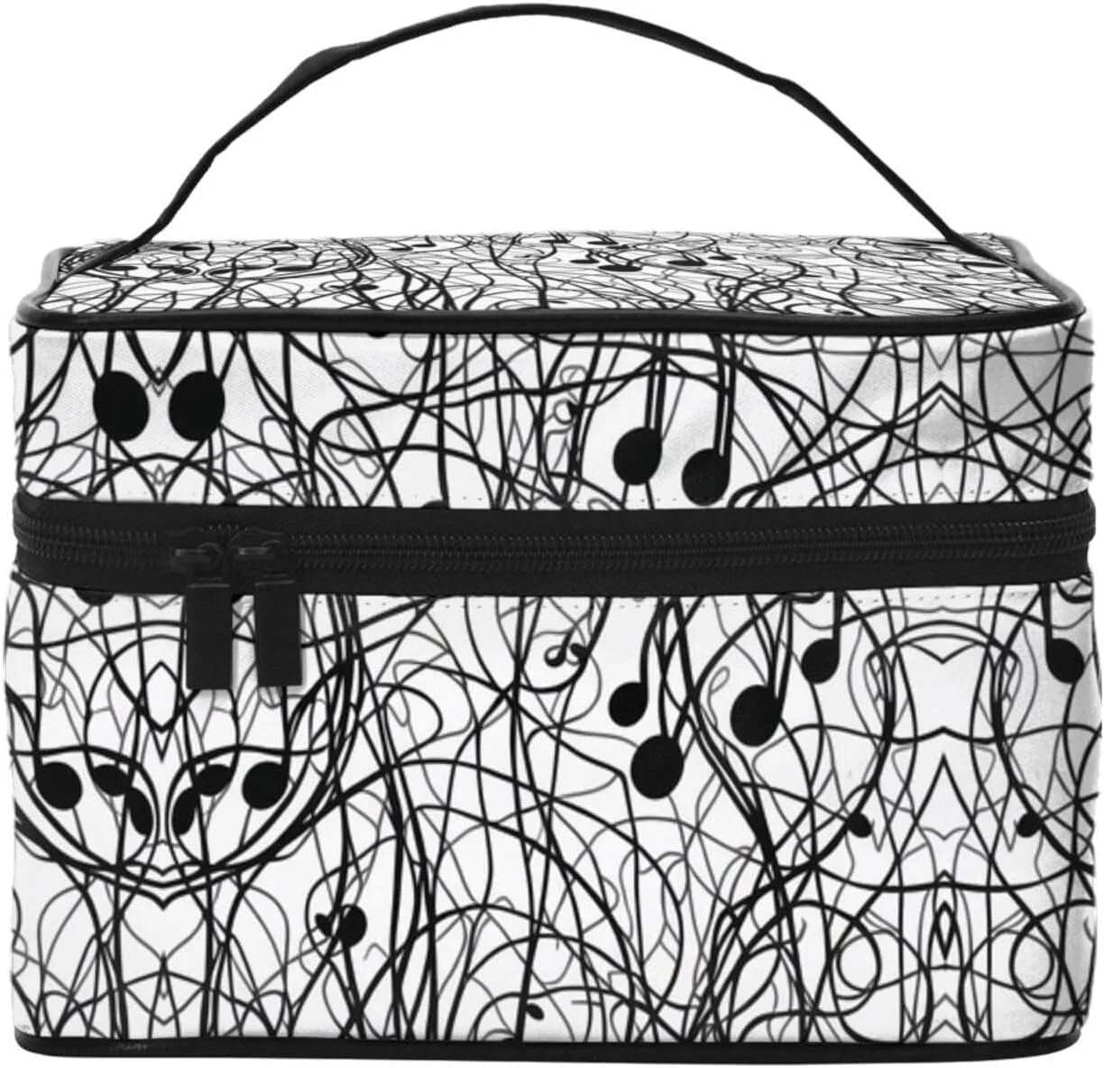 Musical Notation Print Pattern Print Makeup Bag, Travel Makeup Organizer Bag Cosmetic Cases Toiletry Bags For Girl Women Ladies