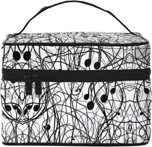 Musical Notation Print Pattern Print Makeup Bag, Travel Makeup Organizer Bag Cosmetic Cases Toiletry Bags For Girl Women Ladies