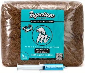 Mycelium Mushroom Growing Kit, Purple Mukitake Gourmet I Alder & Soy Hull Substrate I High Yield Proprietary Mix I Sterile Grow Bag with Liquid Culture Syringe for Starter & Pro Home Growers, 5lbs