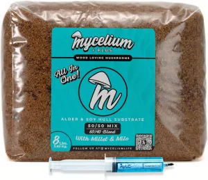 Mycelium Mushroom Growing Kit, Purple Mukitake Gourmet I Alder & Soy Hull Substrate I High Yield Proprietary Mix I Sterile Grow Bag with Liquid Culture Syringe for Starter & Pro Home Growers, 8lbs