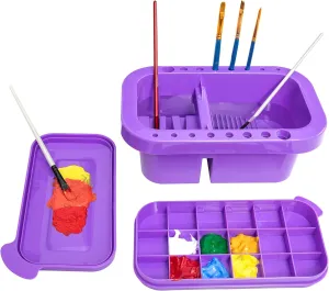 MyLifeUNIT Paint Brush Cleaner, Paint Brush Holder and Organizers with Palette for Acrylic, Watercolor, and Water-Based Paints (Purple)
