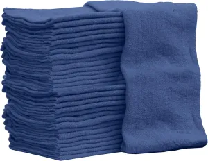 Nabob Wipers Shop Towels 50 Pack Cotton Rags Size 14"x14" Commercial Grade (50 Pack, Blue)