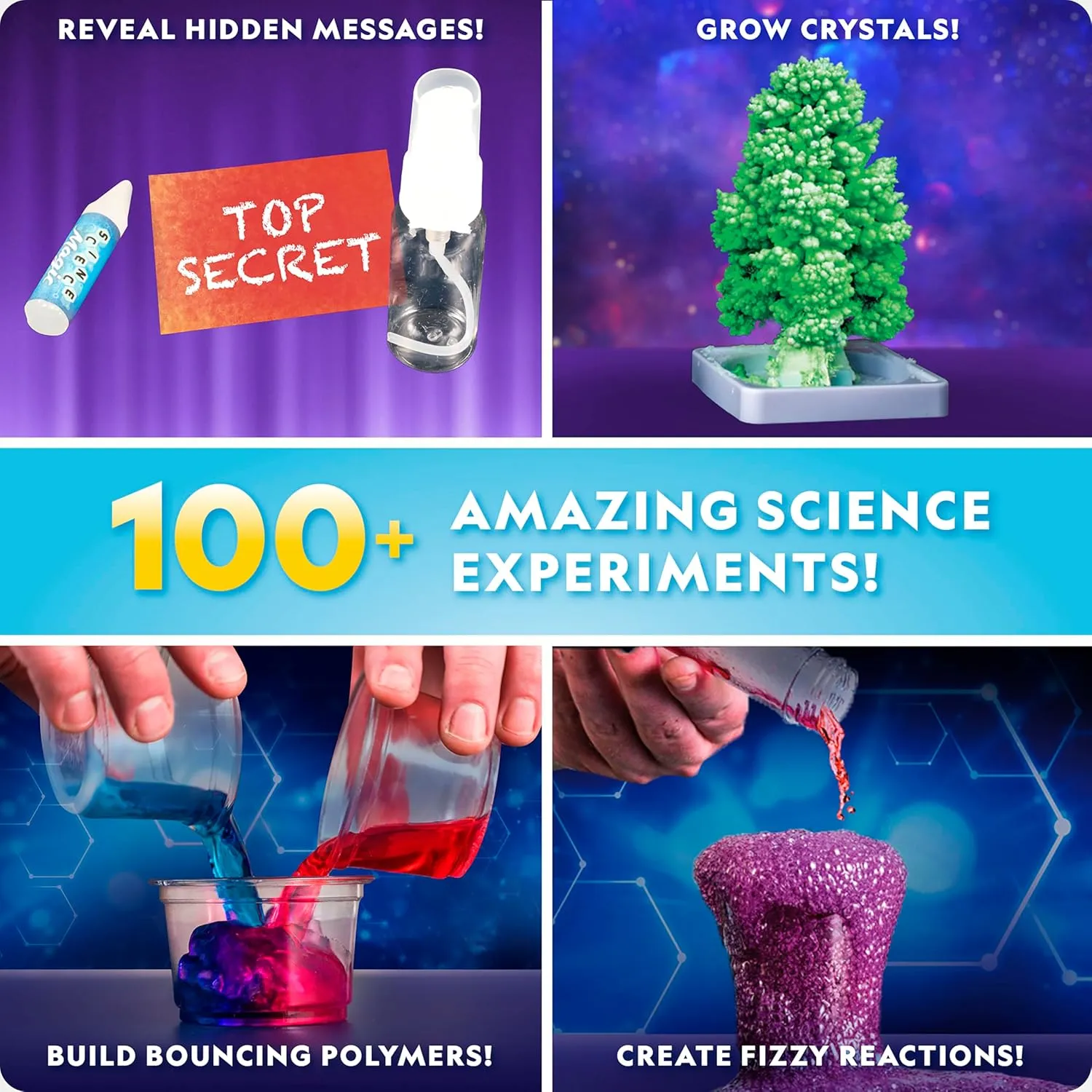 NATIONAL GEOGRAPHIC Amazing Chemistry Set - Chemistry Kit with 100  Science Experiments Including Crystal Growing and Reactions, Science Kit for Kids, STEM Gift for Boys and Girls (Amazon Exclusive)