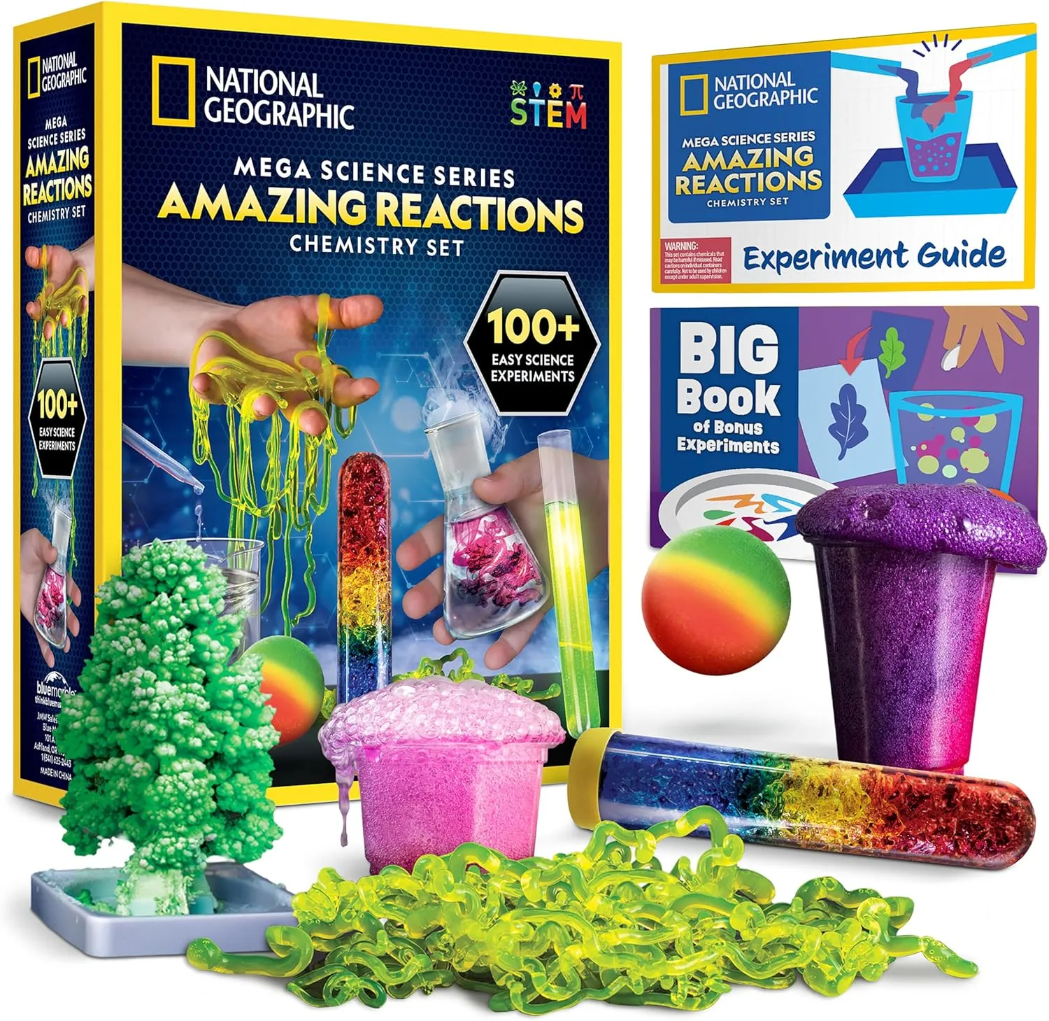 NATIONAL GEOGRAPHIC Amazing Chemistry Set - Chemistry Kit with 100  Science Experiments Including Crystal Growing and Reactions, Science Kit for Kids, STEM Gift for Boys and Girls (Amazon Exclusive)