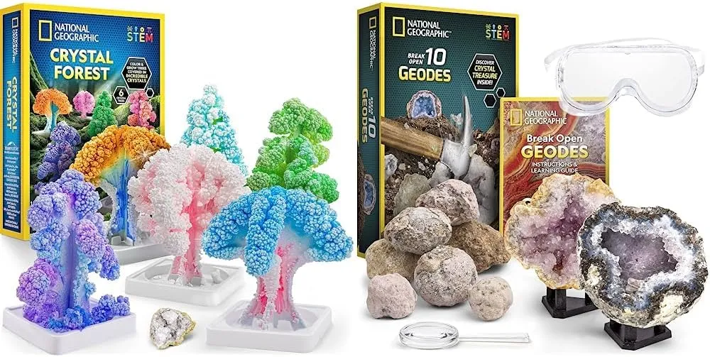 NATIONAL GEOGRAPHIC Crystal Growing and Geode Breaking STEM Kits for Kids