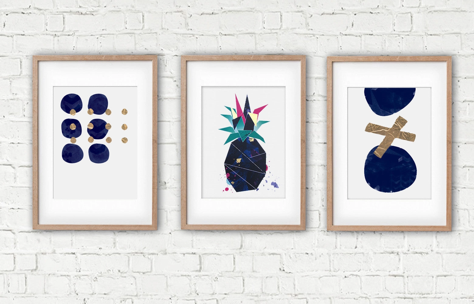 Navy, Fuchsia and Gold Leaf Pineapple