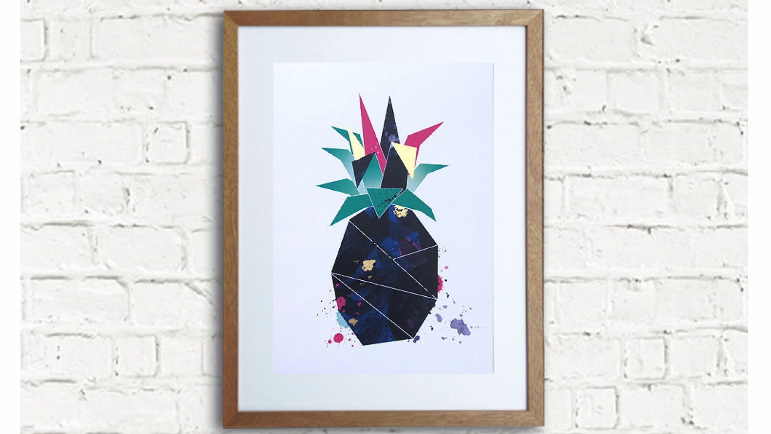 Navy, Fuchsia and Gold Leaf Pineapple
