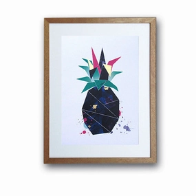 Navy, Fuchsia and Gold Leaf Pineapple