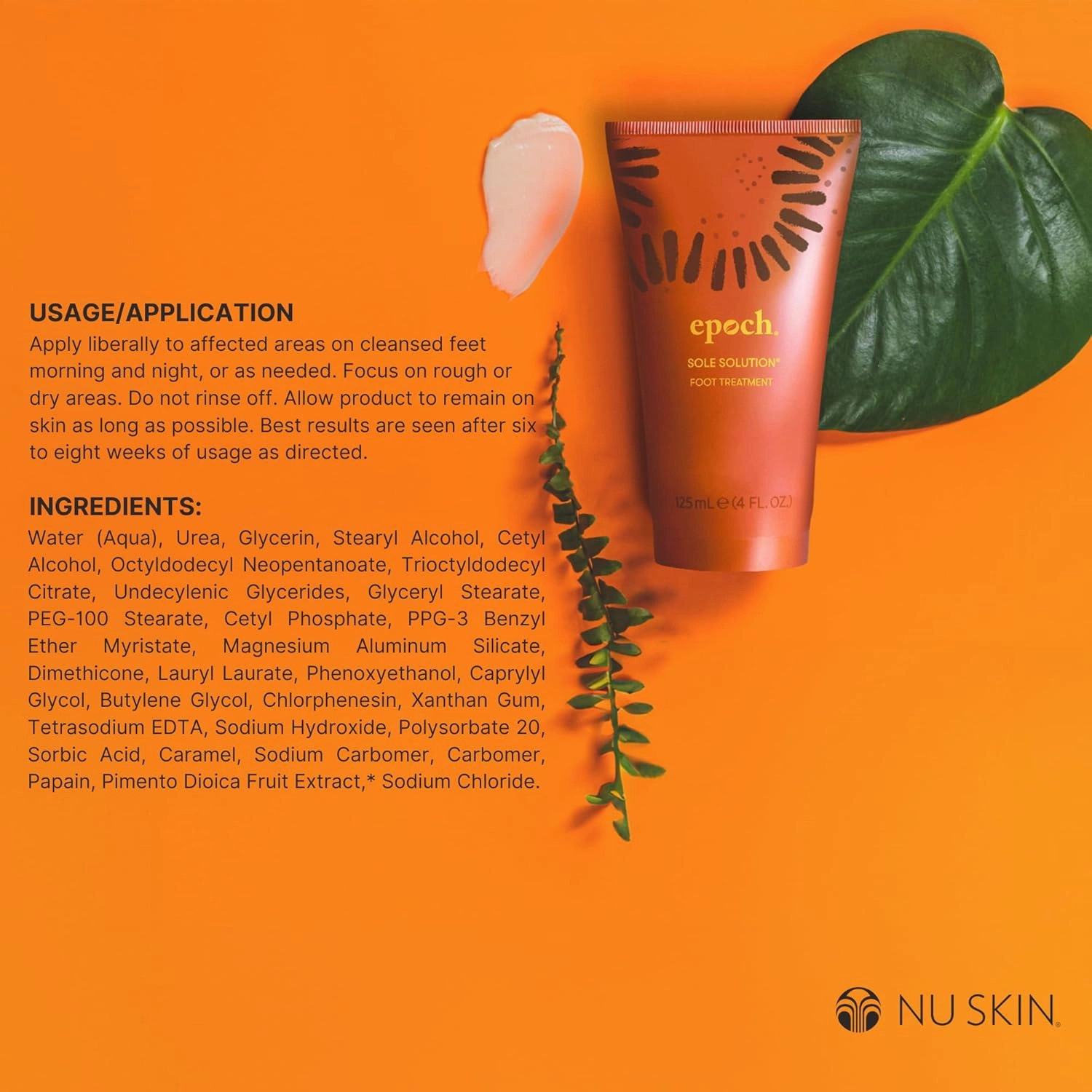 Nu Skin Epoch Sole Solution | Effective Foot Cream for Dry Cracked Heels and Feet | Foot Care with Urea Cream for Feet | Repair Foot Health | Moisturizer & Lotion for Clean Feet | 4 Fl Oz | 2 Pack