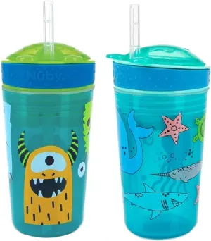 Nuby Snack N' Sip 2 in 1 Snack and Drink Cup (Aqua/Blue)