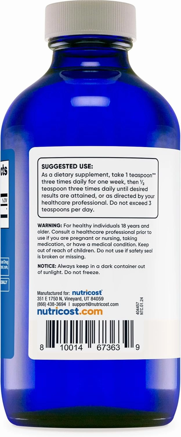 Nutricost Colloidal Silver 8oz 150mcg - Cobalt Blue Glass Bottles, Bio-Active Colloidal Silver