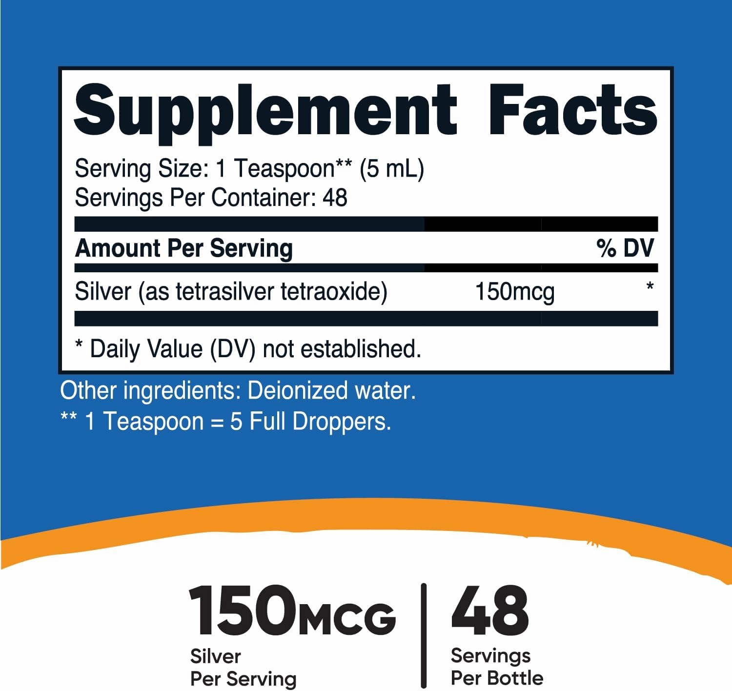 Nutricost Colloidal Silver 8oz 150mcg - Cobalt Blue Glass Bottles, Bio-Active Colloidal Silver