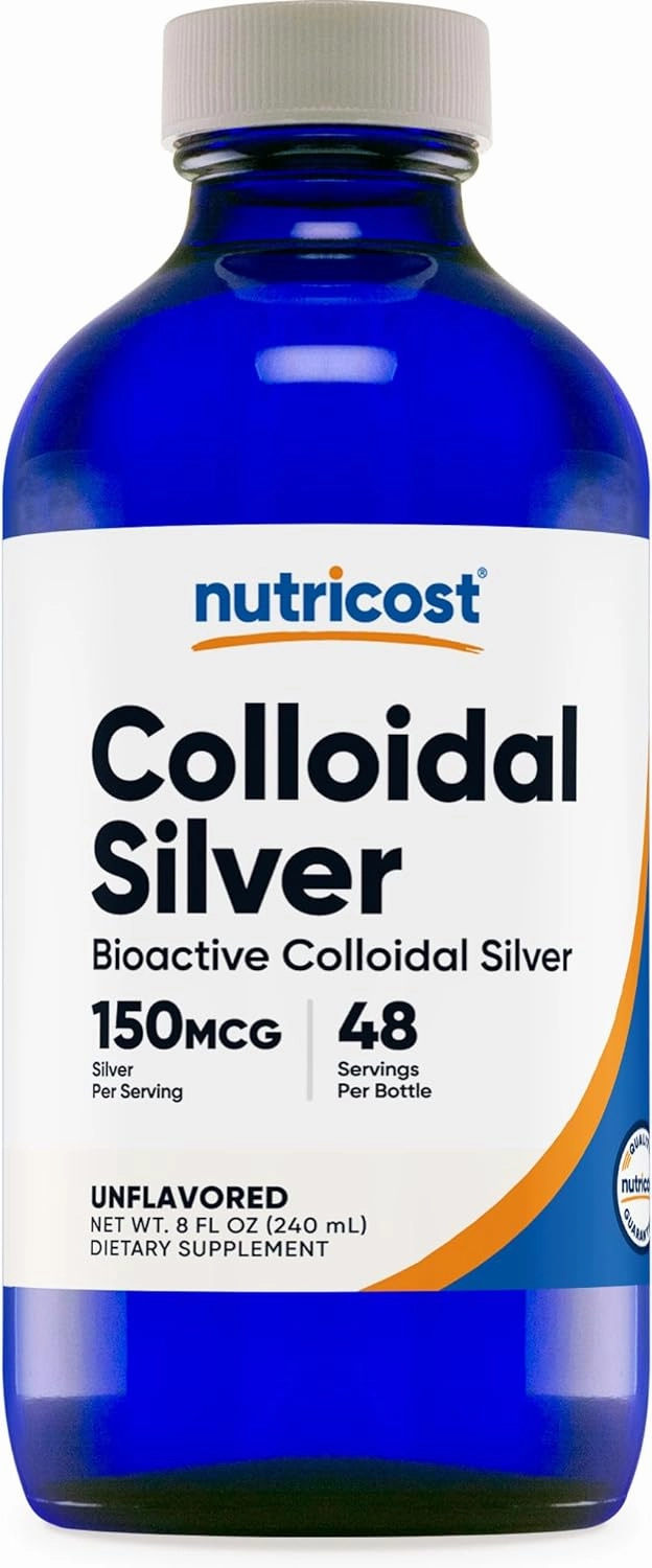 Nutricost Colloidal Silver 8oz 150mcg - Cobalt Blue Glass Bottles, Bio-Active Colloidal Silver