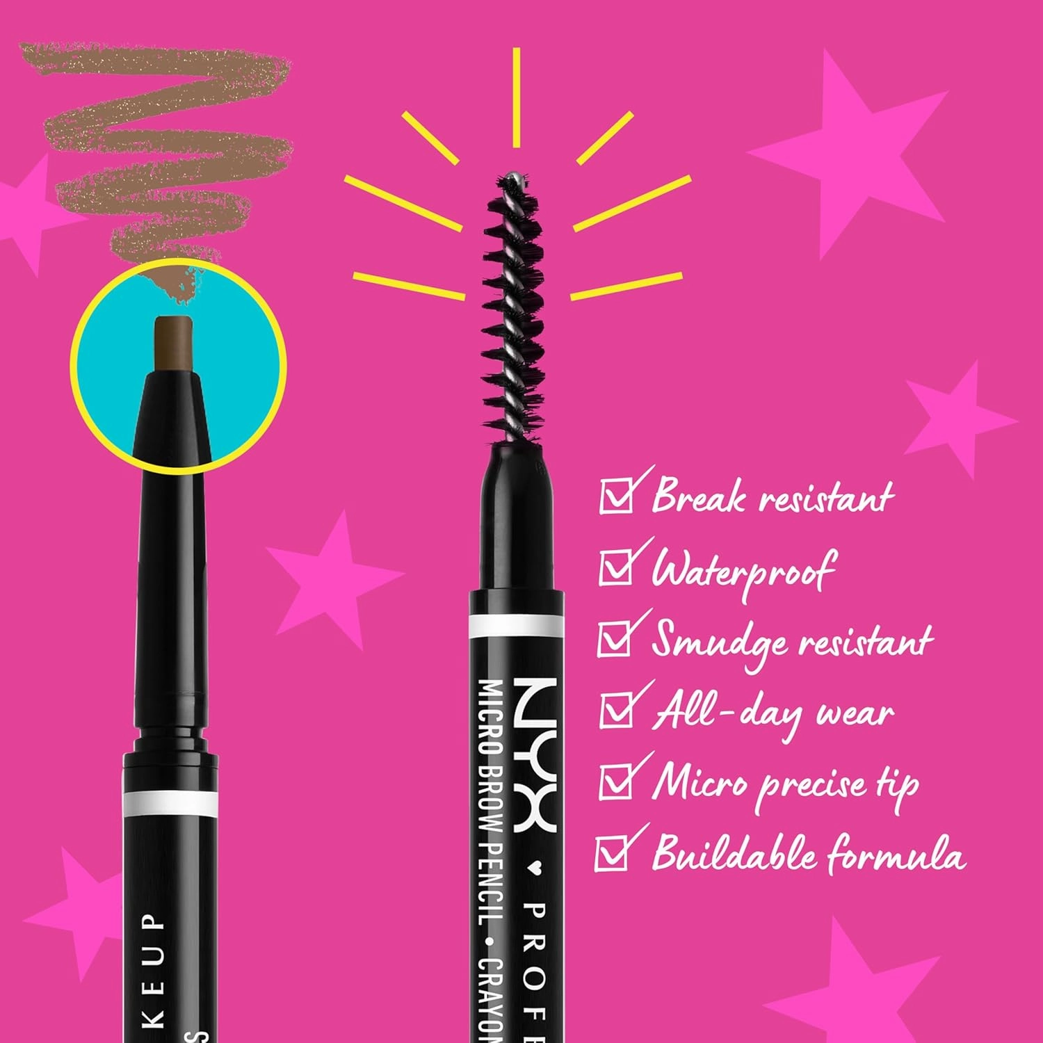 NYX Professional Makeup Eyebrow Pencil, Dual Ended With Mechanical Brow Pencil And Spoolie Brush, Vegan Formula, Micro Brow Pencil, Espresso