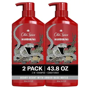 Old Spice MambaKing 2-in-1 Shampoo and Conditioner Set for Men, Healthier, Fuller, More Moisturized Looking Hair, 21.9 Fl Oz Each, Twin Pack
