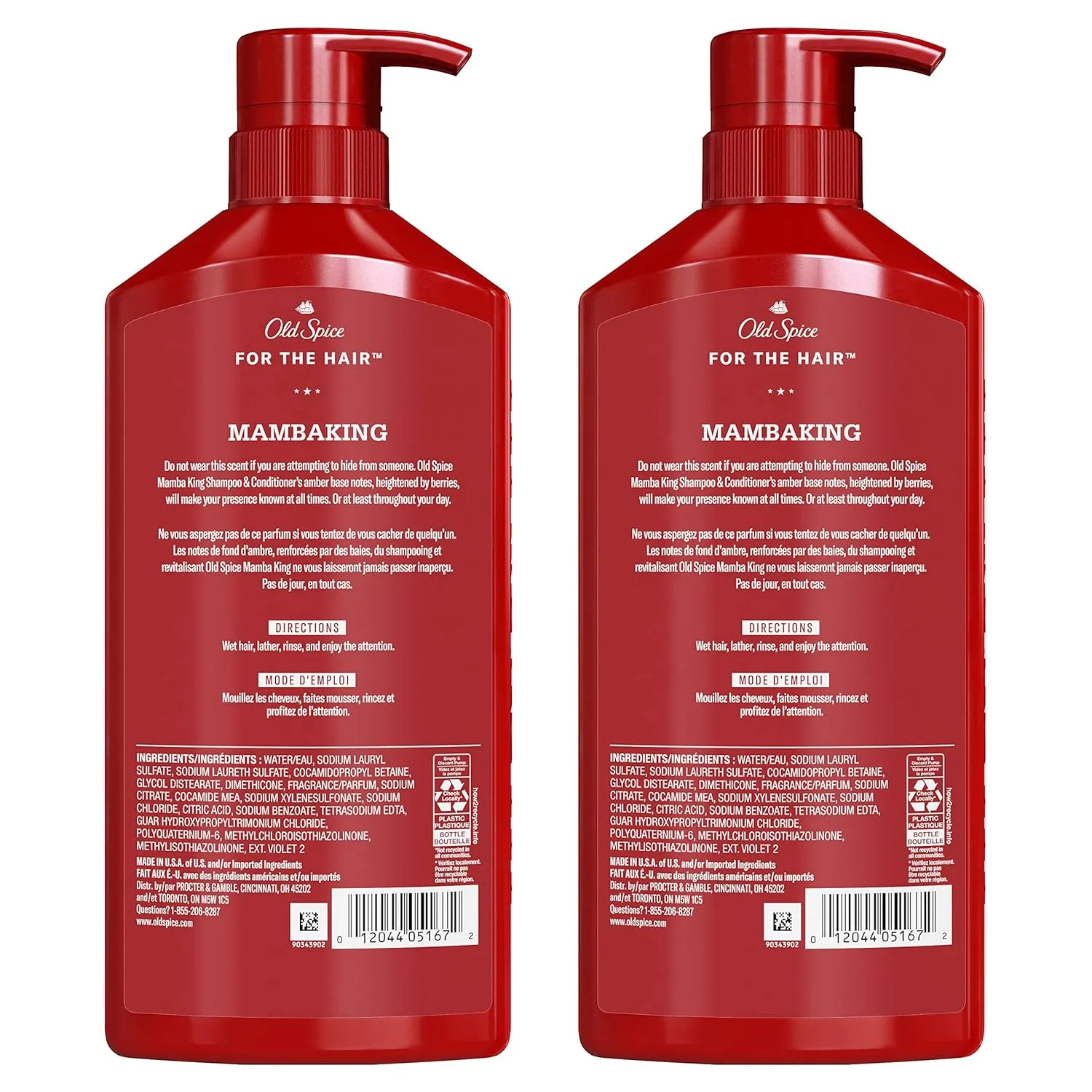 Old Spice MambaKing 2-in-1 Shampoo and Conditioner Set for Men, Healthier, Fuller, More Moisturized Looking Hair, 21.9 Fl Oz Each, Twin Pack