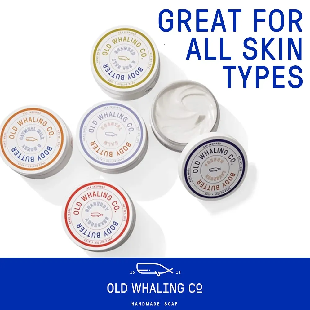 Old Whaling Co Seaberry Body Butter 2 Pack – Soothing Cream with Shea Butter, Aloe and Sunflower Oil – Raspberry, Orange, Plum and Vanilla Scent, 8 oz Jars, Set of 2