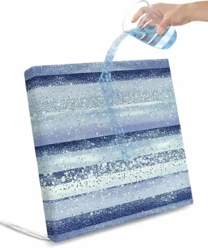 Outdoor Waterproof Cushion Covers Abstract Polka Dot Stripes Replacement Stretch Seat Slipcover for Patio, Blue Gradient Line Art Chair Couch Sofa Covers Furniture Protector Set of 2,22x22IN