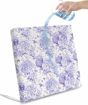 Outdoor Waterproof Cushion Covers Field Purple Flowers Replacement Stretch Seat Slipcover for Patio, Retro Watercolor Floral Chair Couch Sofa Covers Furniture Protector Set of 2,20x18IN