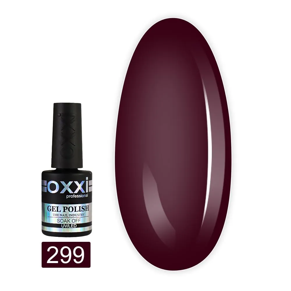 Oxxi Professional Gel Color 10ml. Part 6 (296-340) Nail Polish French, Red, Blue, Purple, Pink, Lilac, Glitter Led Uv Soak Off, Nail Art Diy, Home manicure (Gel Polish 299 (dark red))