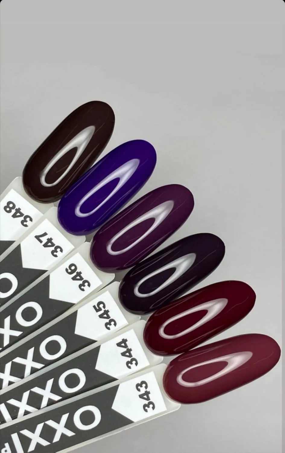 Oxxi Professional Gel Color 10ml. Part 7 (341-375) Nail Polish French, Yellow Blue, Purple, Pink, Lilac, Glitter Led Uv Soak Off, Nail Art Diy, Home manicure (Gel Polish 344 (dark burgundy))
