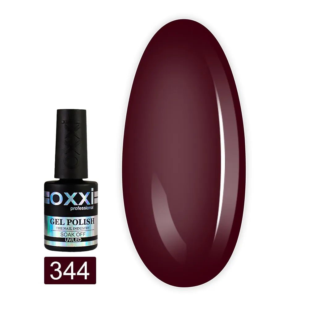 Oxxi Professional Gel Color 10ml. Part 7 (341-375) Nail Polish French, Yellow Blue, Purple, Pink, Lilac, Glitter Led Uv Soak Off, Nail Art Diy, Home manicure (Gel Polish 344 (dark burgundy))