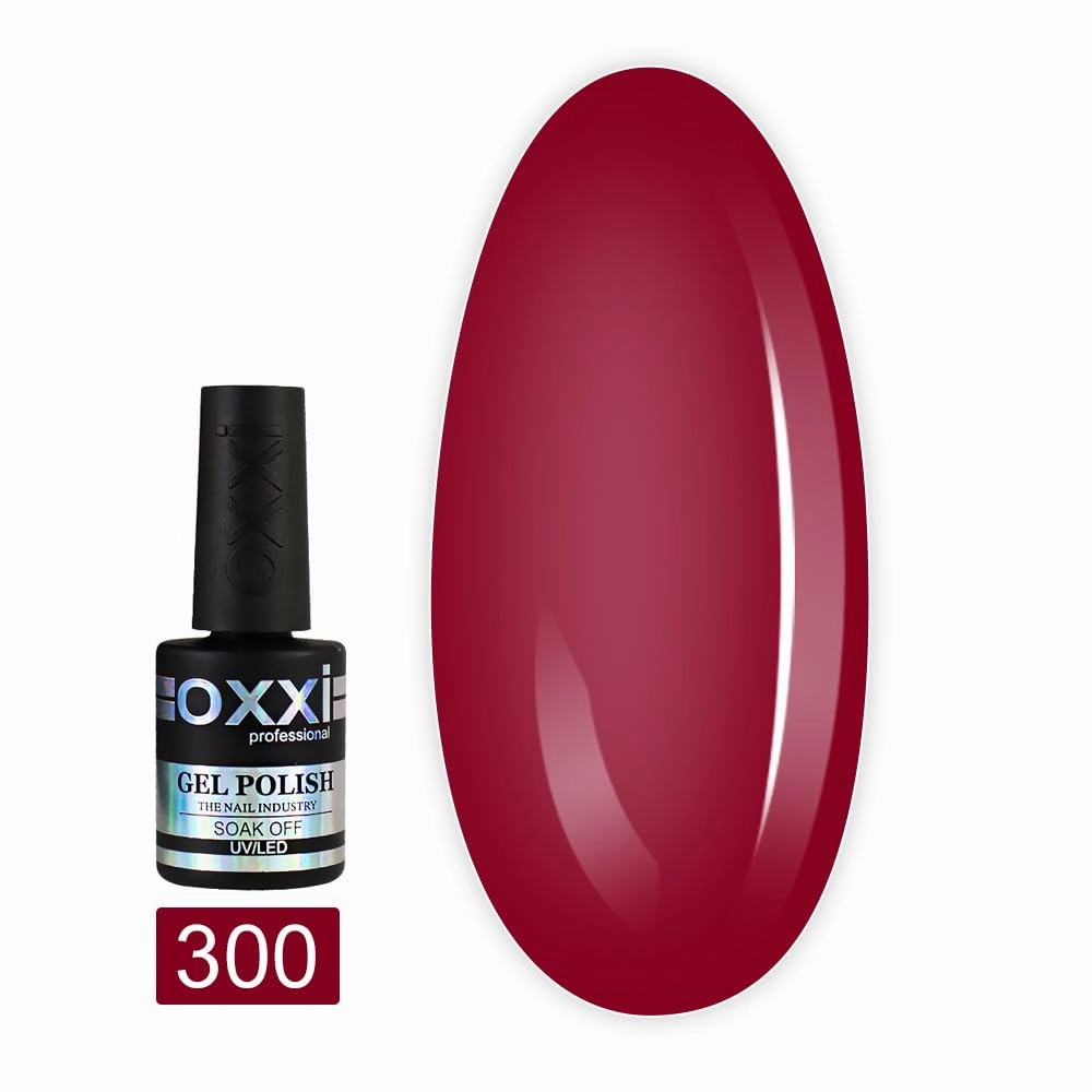 Oxxi Professional Gel Color 10ml. Part 6 (296-340) Nail Polish French, Red, Blue, Purple, Pink, Lilac, Glitter Led Uv Soak Off, Nail Art Diy, Home manicure (Gel Polish 300 (cherry))