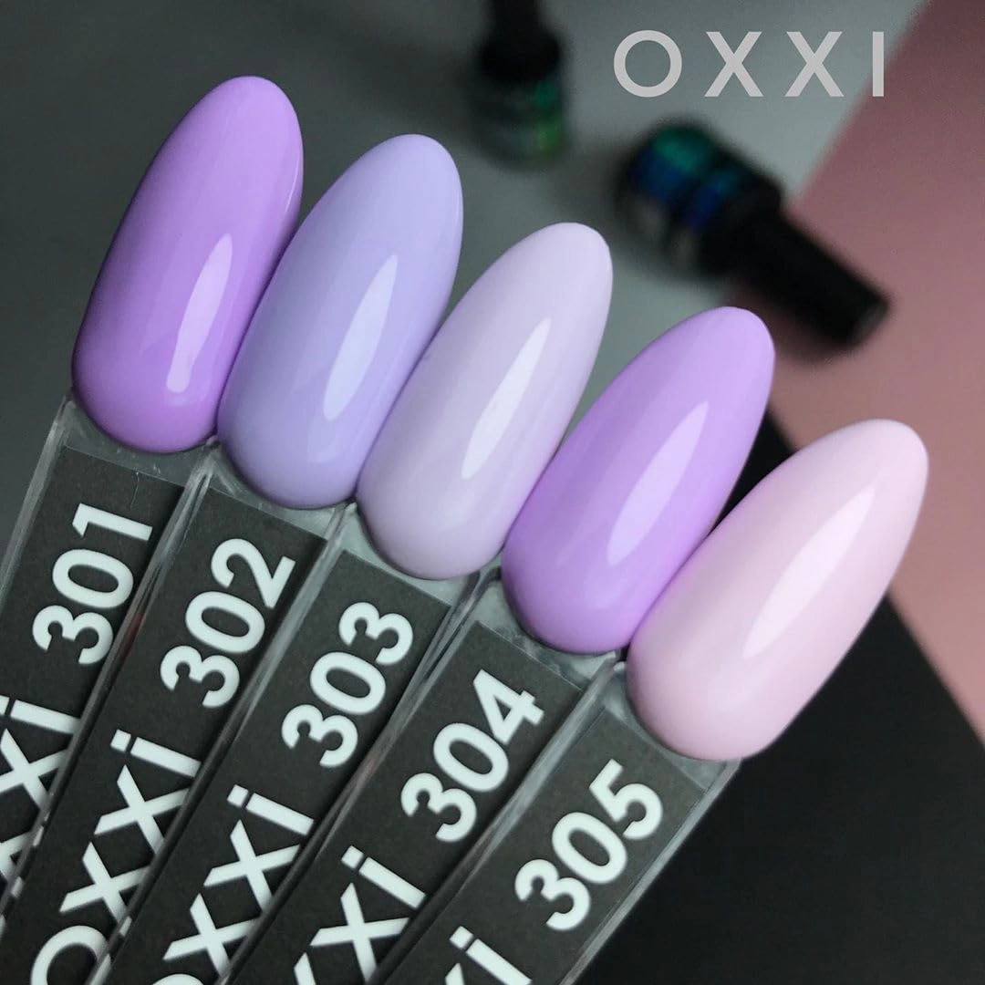 Oxxi Professional Gel Color 10ml. Part 6 (296-340) Nail Polish French, Red, Blue, Purple, Pink, Lilac, Glitter Led Uv Soak Off, Nail Art Diy, Home manicure (Gel Polish 301 (rose-lilac))