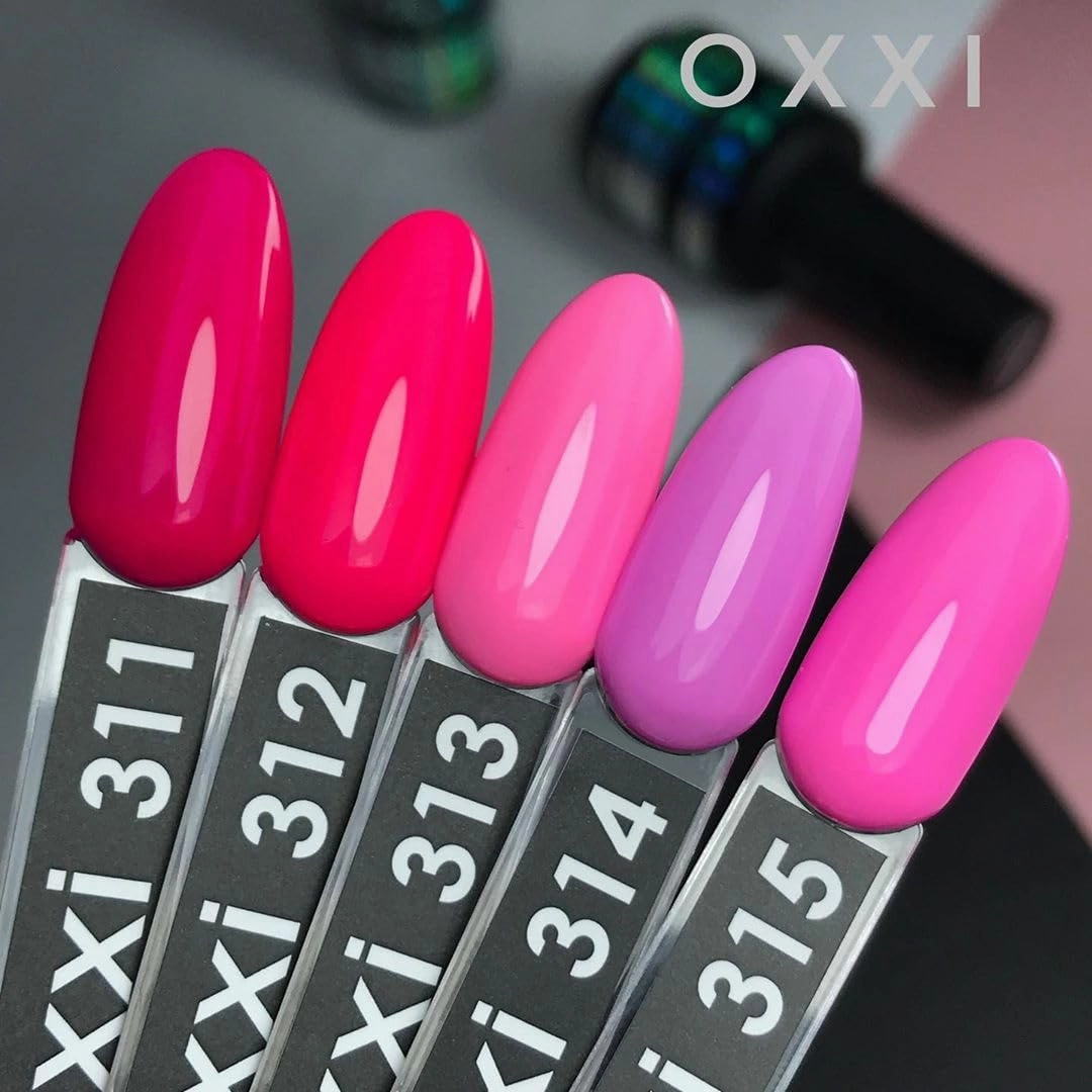 Oxxi Professional Gel Color 10ml. Part 6 (296-340) Nail Polish French, Red, Blue, Purple, Pink, Lilac, Glitter Led Uv Soak Off, Nail Art Diy, Home manicure (Gel Polish 312 (neon raspberry))