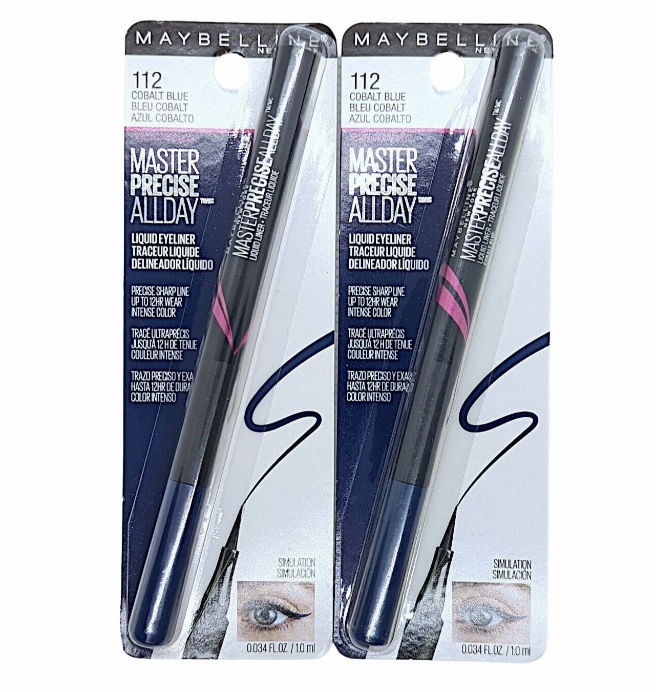 Pack of 2 Maybelline Precise All Day Liquid Eyeliner, Cobalt Blue 112