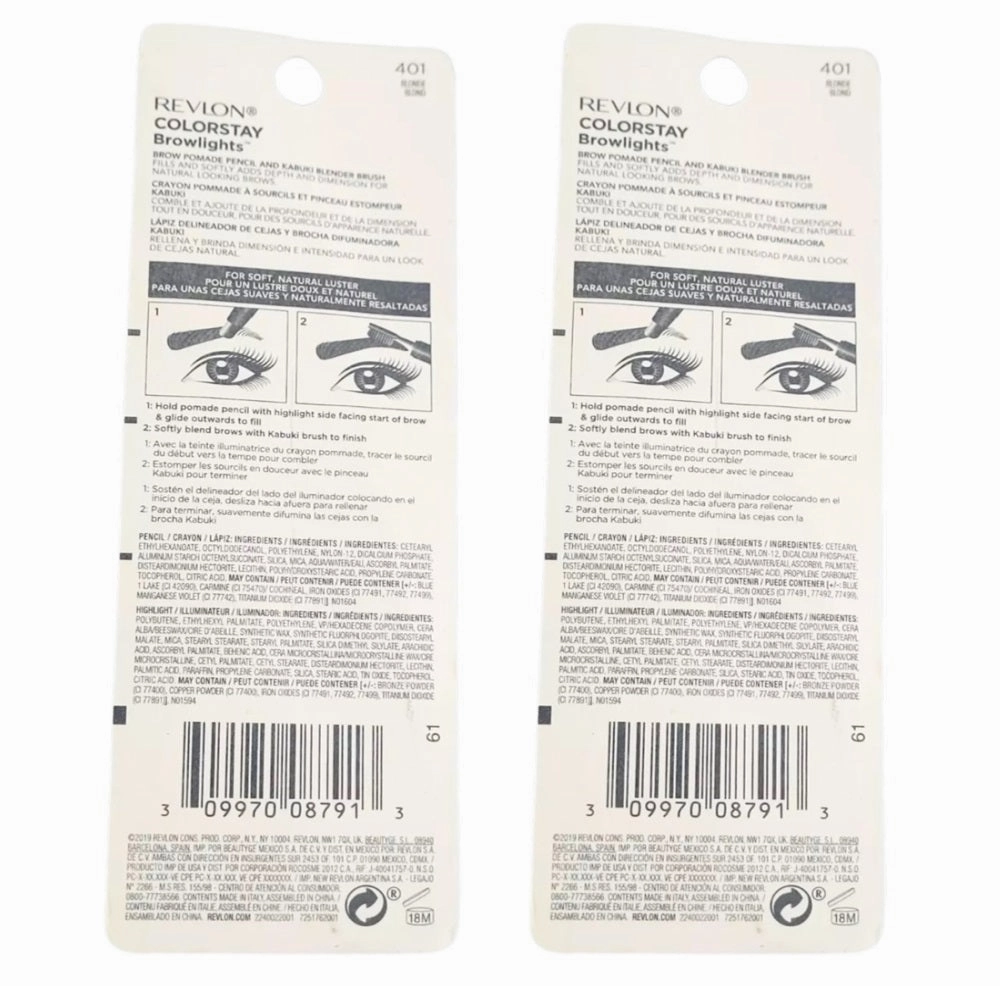 Pack of 2 Revlon Colorstay Browlights Pomade Pencil, Blonde 401