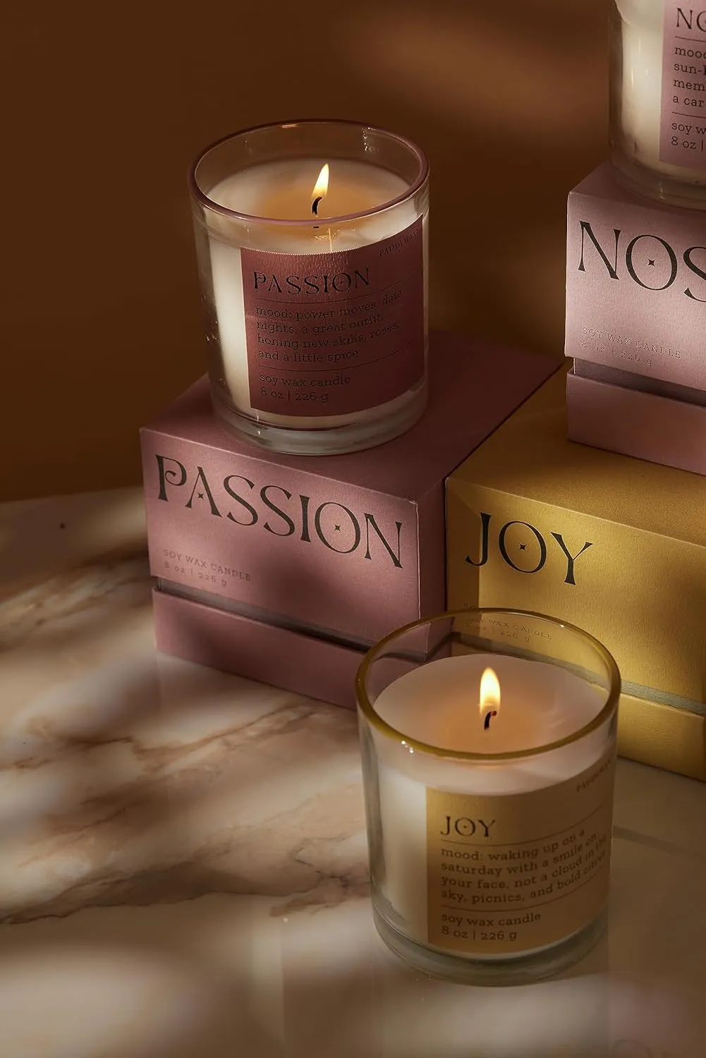 Paddywax Scented Candles Mood Collection Fragrant Boxed Candle in Glass Vessel, 8-Ounce, Nostalgia