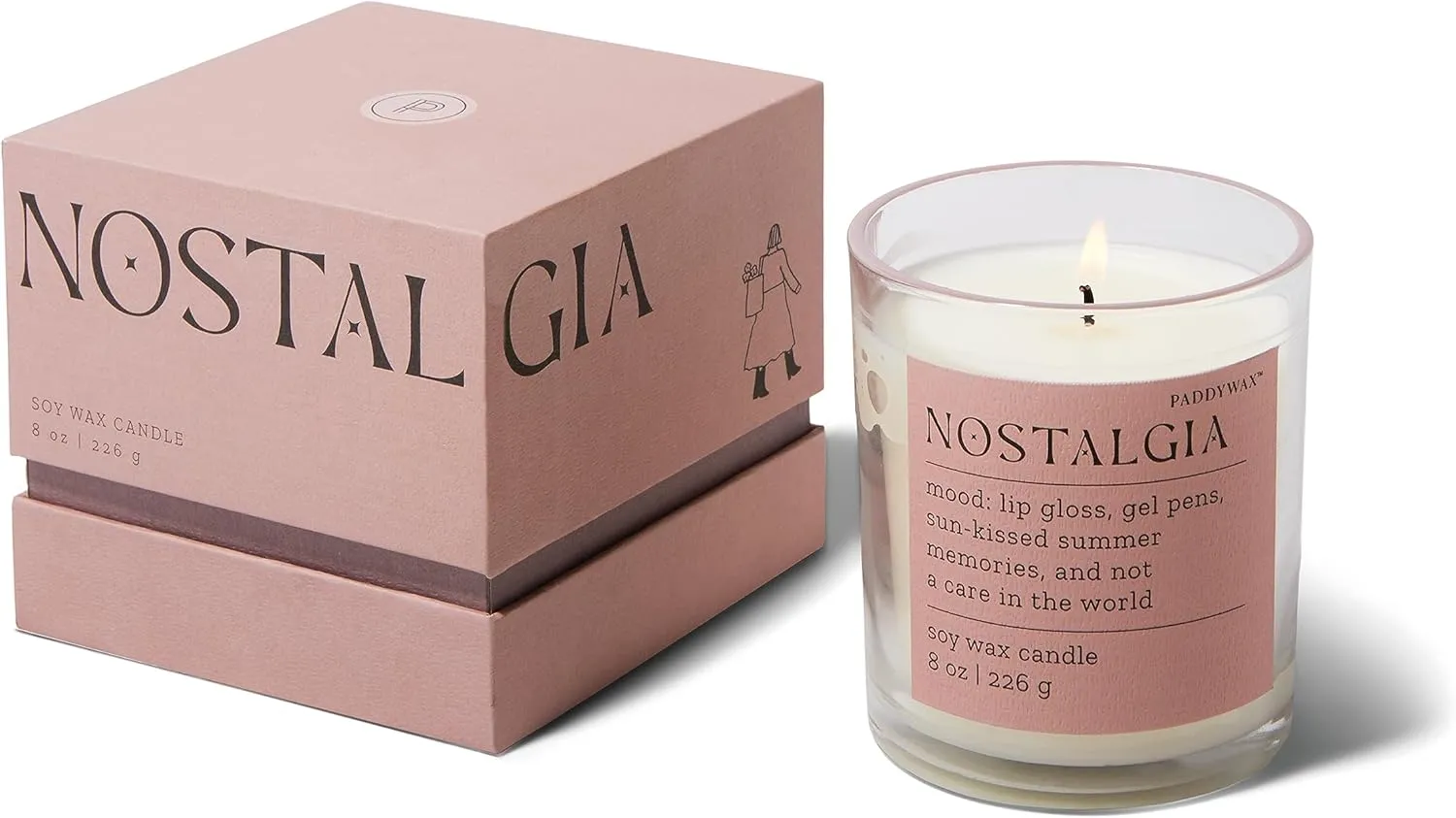 Paddywax Scented Candles Mood Collection Fragrant Boxed Candle in Glass Vessel, 8-Ounce, Nostalgia