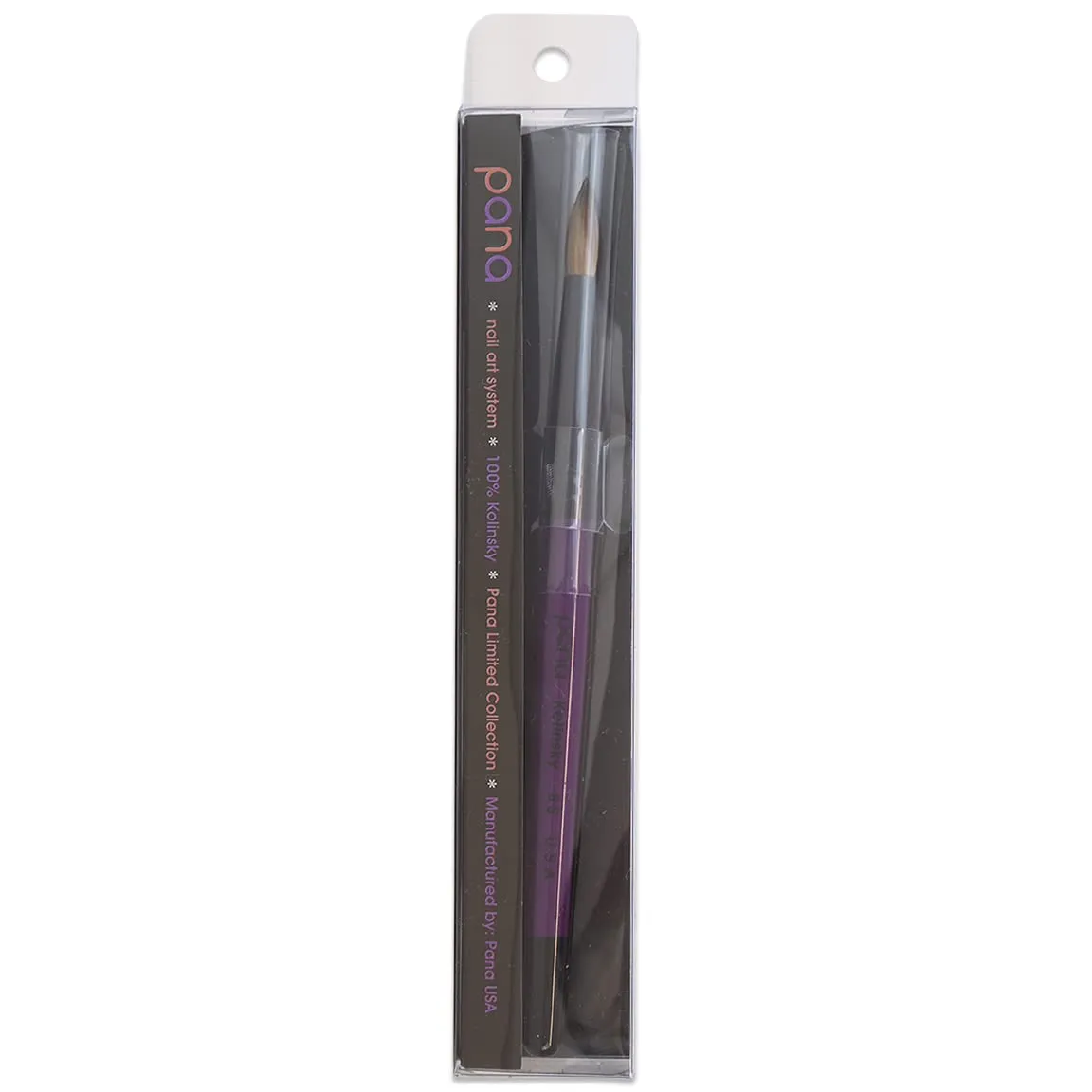 PANA Pure Kolinsky Hair Acrylic Nail Brush - Round Shape Black Ferrule with Purple Wood Handle (Size 8) - for Acrylic Nail Application, Nail Extension Manicure Pedicure Salon Beginner and Professional