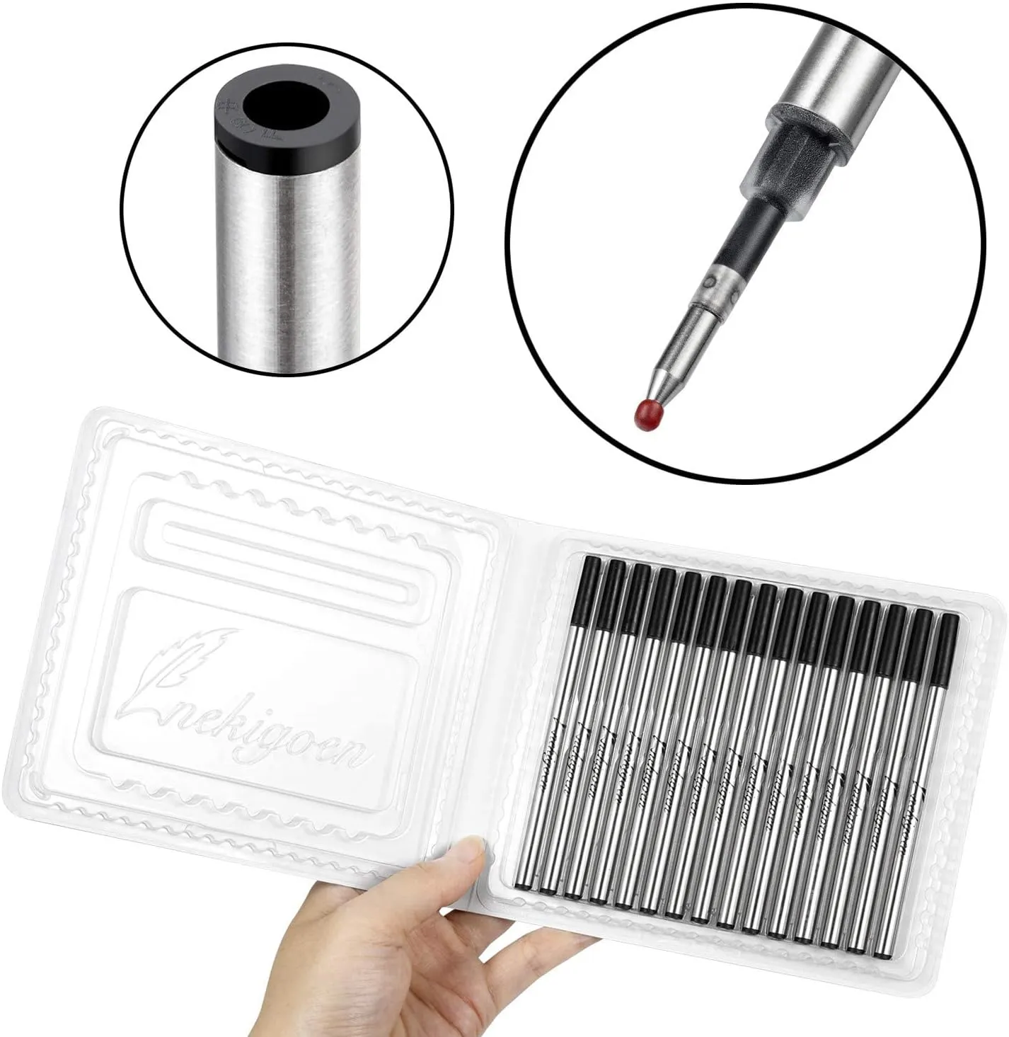 Parker Compatible Rollerball Pen Refills Work for Most Brands Pens with Smooth Writing, Waterman Compatible Rollerball Pen Refills Standard Size Pens Fine Point 0.7mm Pack of 15 (Blue Ink)
