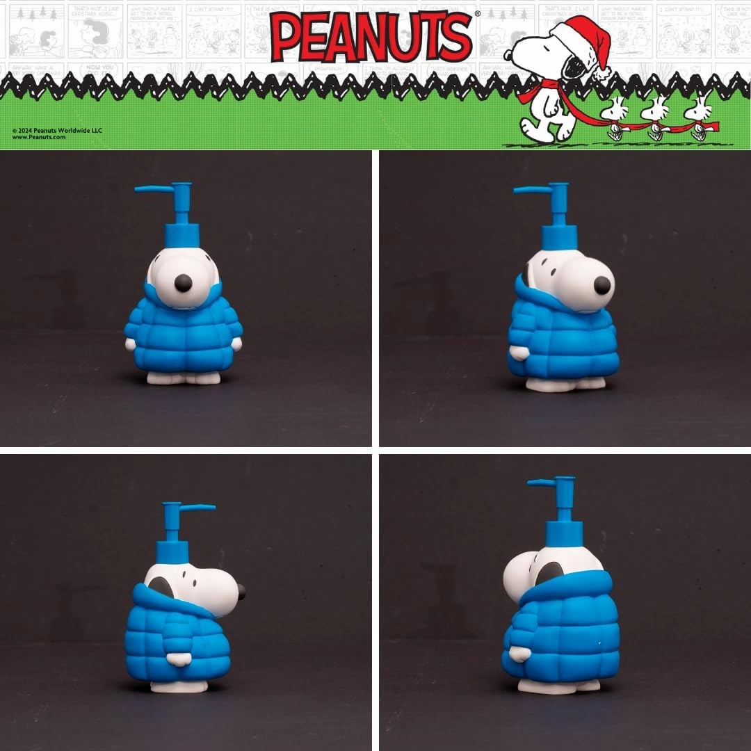 Peanuts Snoopy Puffer Coat Holiday Christmas Soap/Lotion/Hand Sanitizer Resin Pump Dispenser, 17.24 Ounces, (Officially Licensed Product) by Franco Collectibles