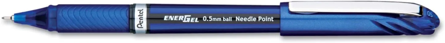 Pentel ENER-GEL NV Liquid Gel Pen, 0.5mm, Fine Line Capped, Needle Tip, Red Ink, Box of 12 (BLN25-B)
