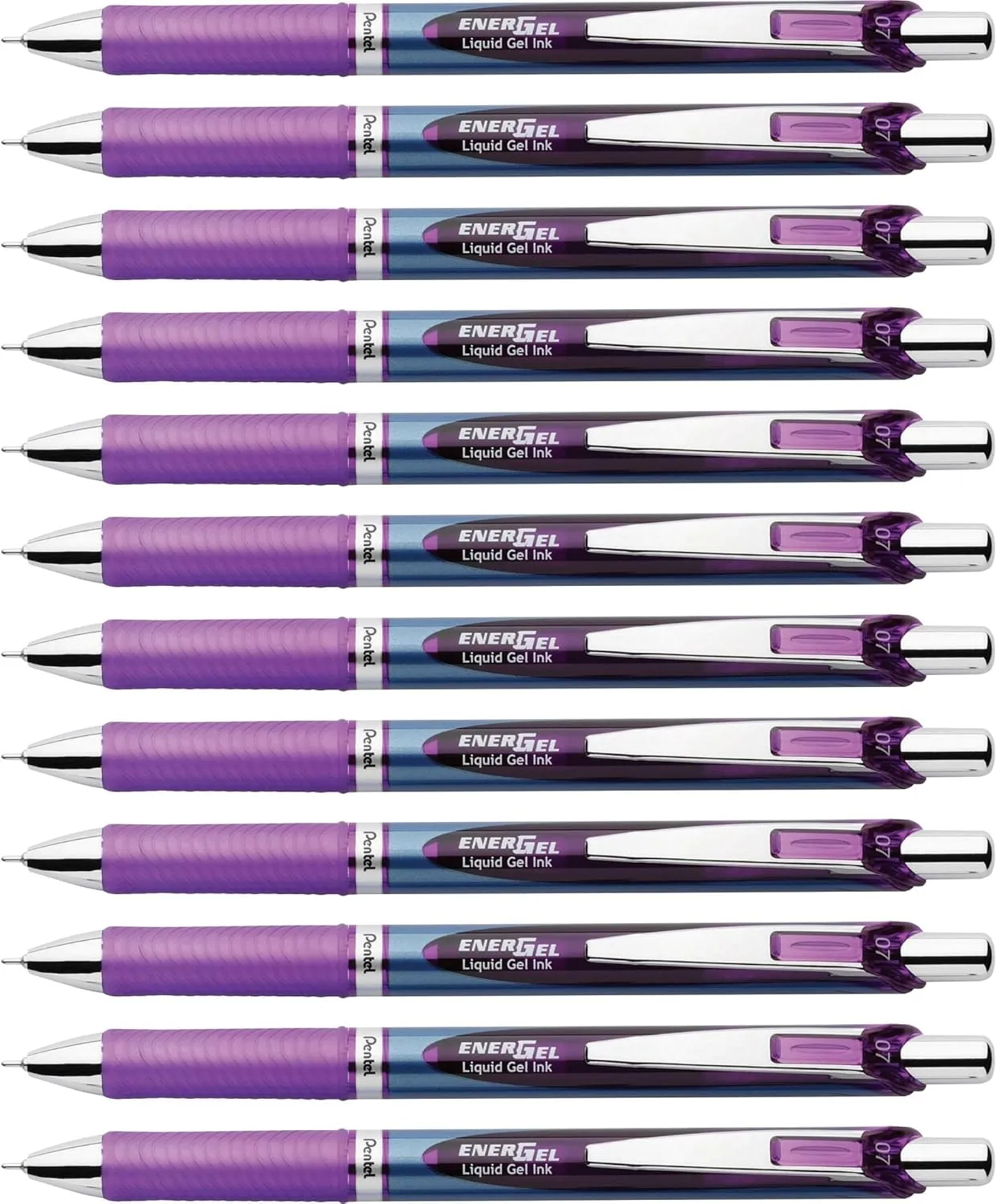 Pentel EnerGel Deluxe RTX Retractable Liquid Gel Pen, Medium Line, Needle Tip, Violet Ink, Box of 12 (BLN77-V)